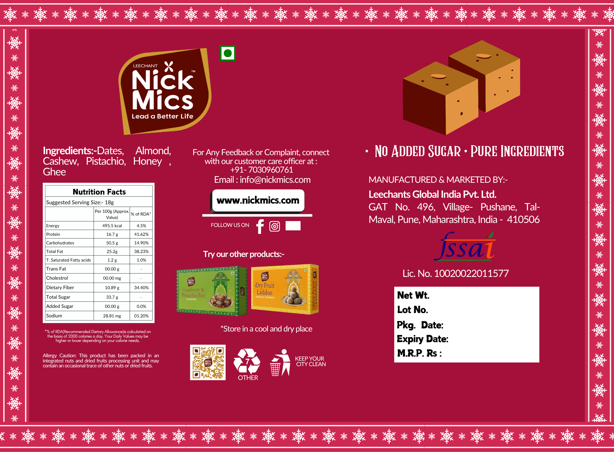 Nickmics Royal Date Bite 250gm