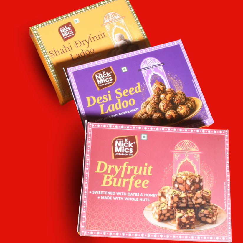 Festive Mithai Combo | 3 × 250 g | Dryfruit Burfee & Ladoos |